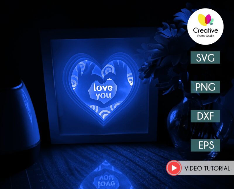 Love Heart DIY 3D Shadow Box Template