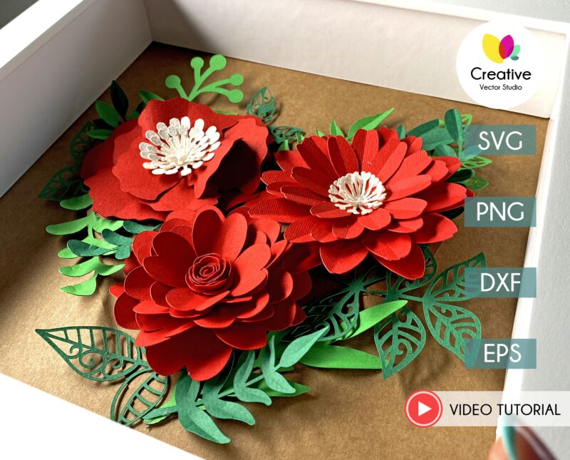 Paper Flower Shadow Box Template