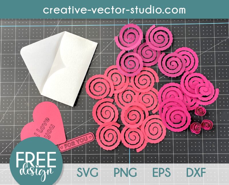 Rolled flower Heart Free SVG