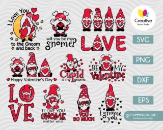 Layered Valentine Gnome SVG Bundle