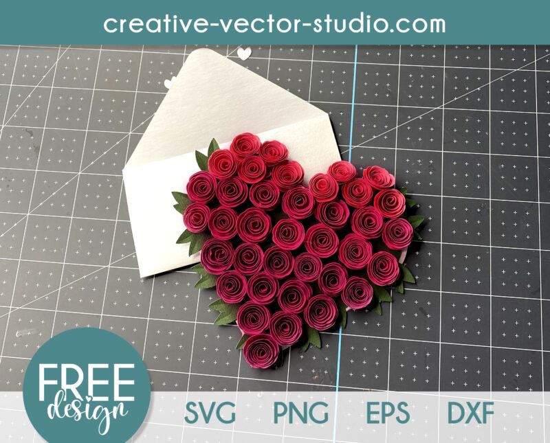 DIY pare Valentines Day Card with rolled flowers