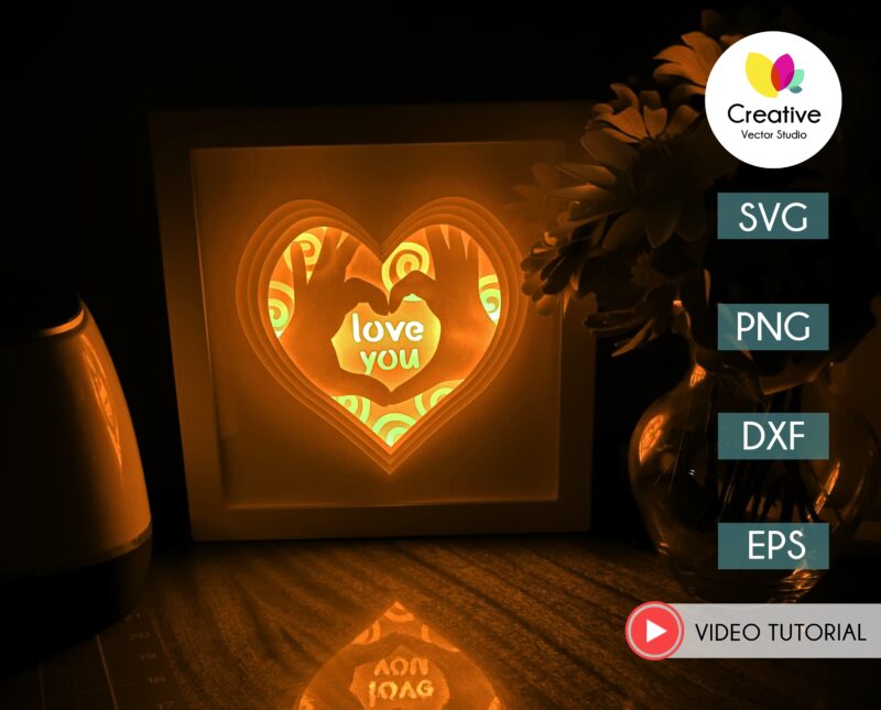 Love Heart Shadow Box SVG Template