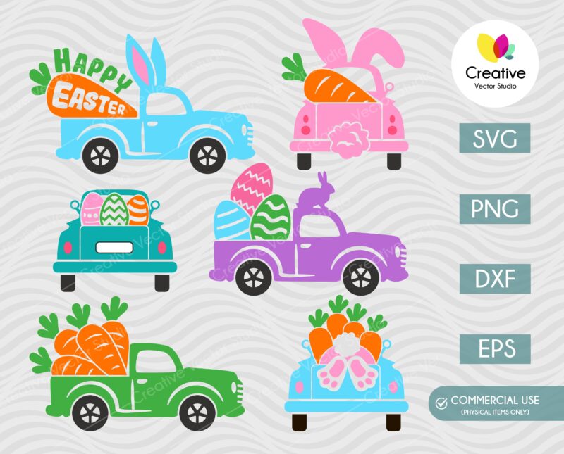 Easter Bunny Old Truck SVG