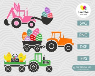 3 Easter Tractor SVG