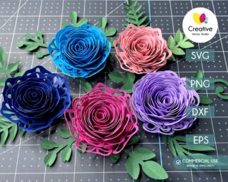 Elegant Rolled Flower SVG Cutting Templates