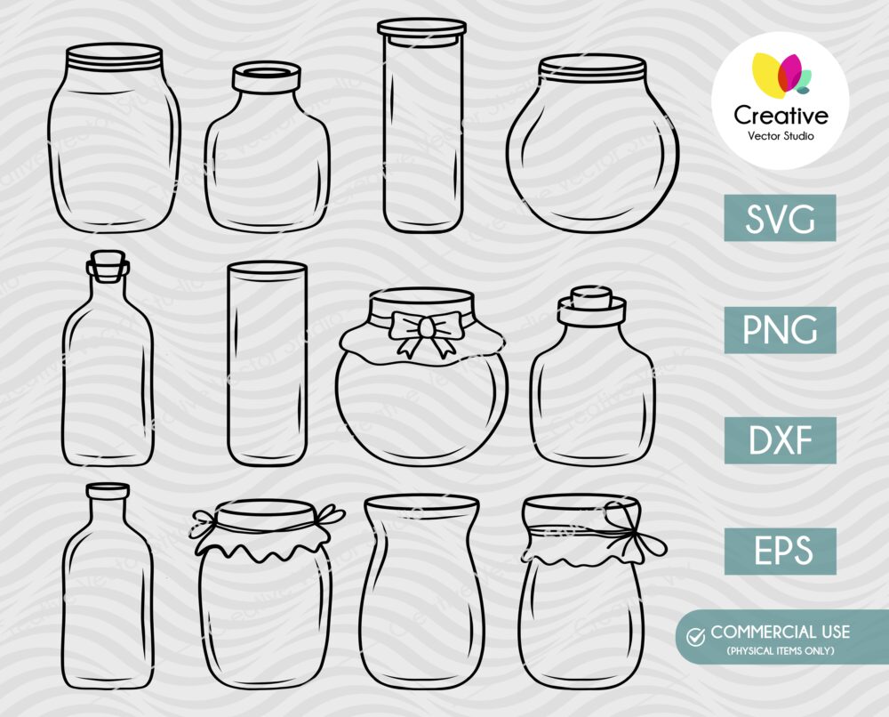 12 Mason Jar SVG Bundle | Creative Vector Studio