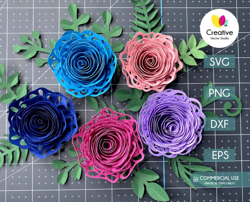 3D Rolled Flower SVG Bundle
