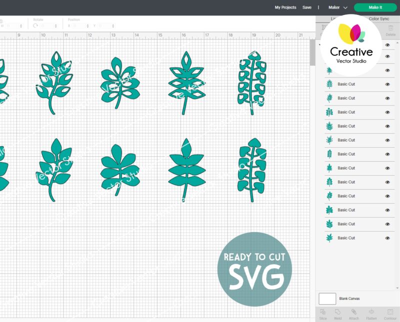 14 Paper Leaves SVG cut file