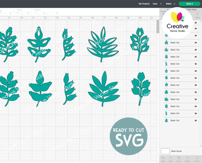 14 Leaves SVG cut files