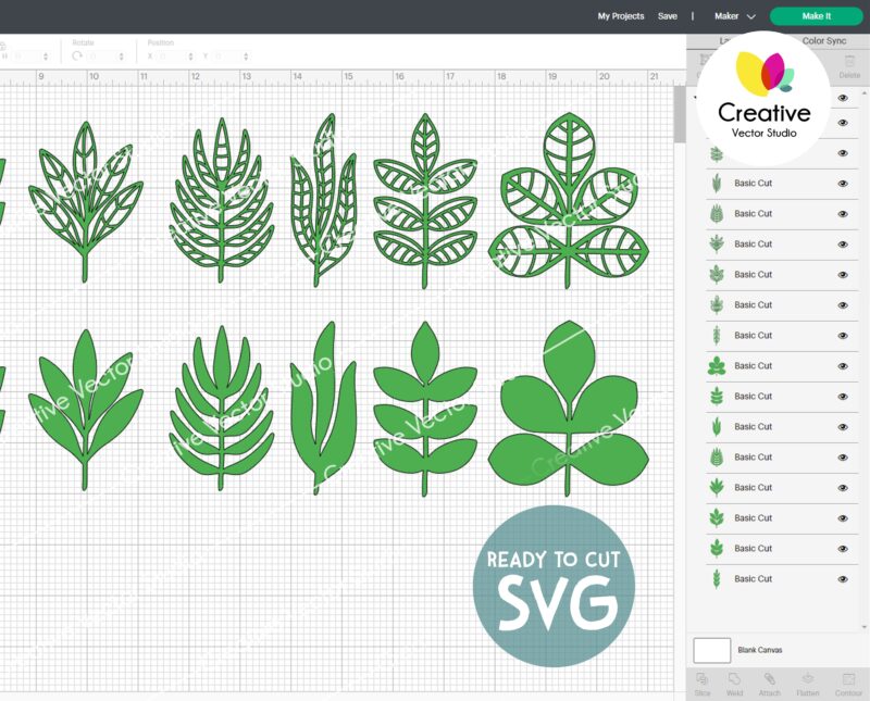 16 Leaves SVG cut files