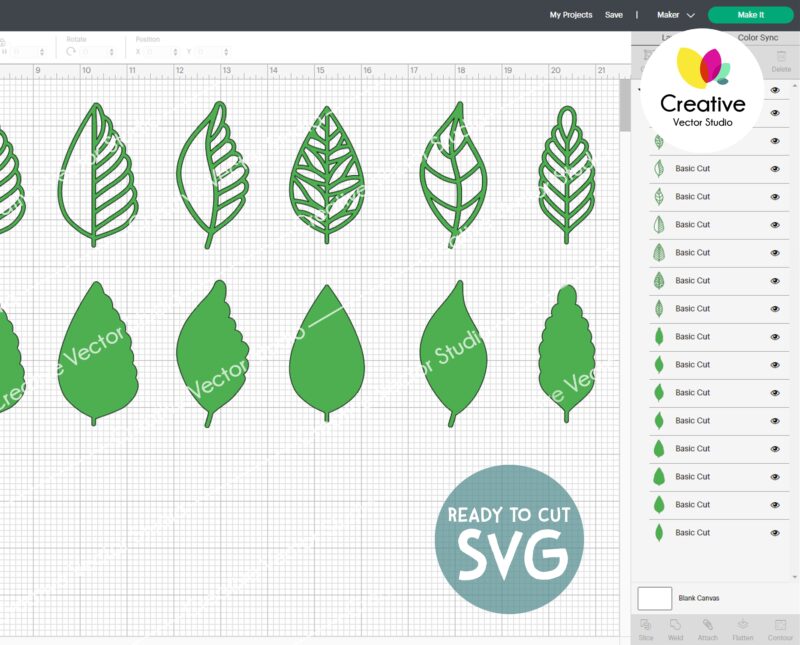 16 Leaves SVG cut file