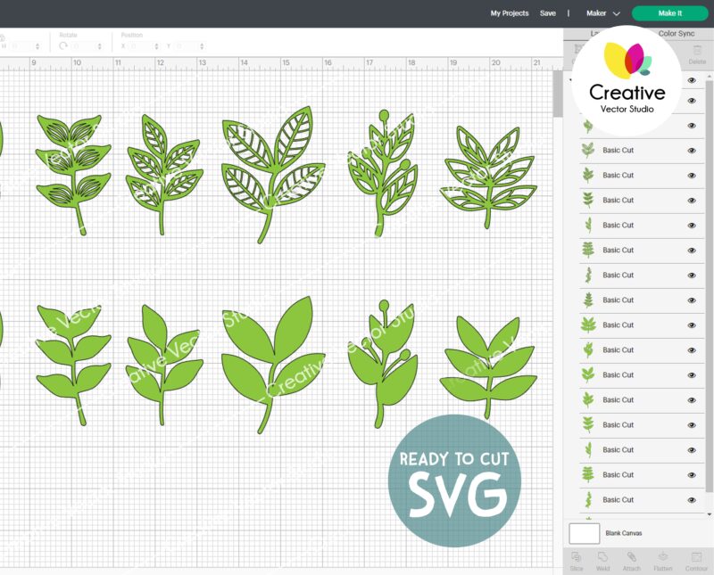 18 Leaves SVG cut files