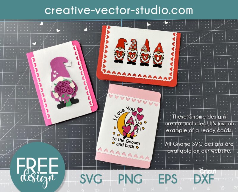 Paper Valentine Cards with Gnomes