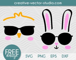 Free Bunny and Chicken Face SVG