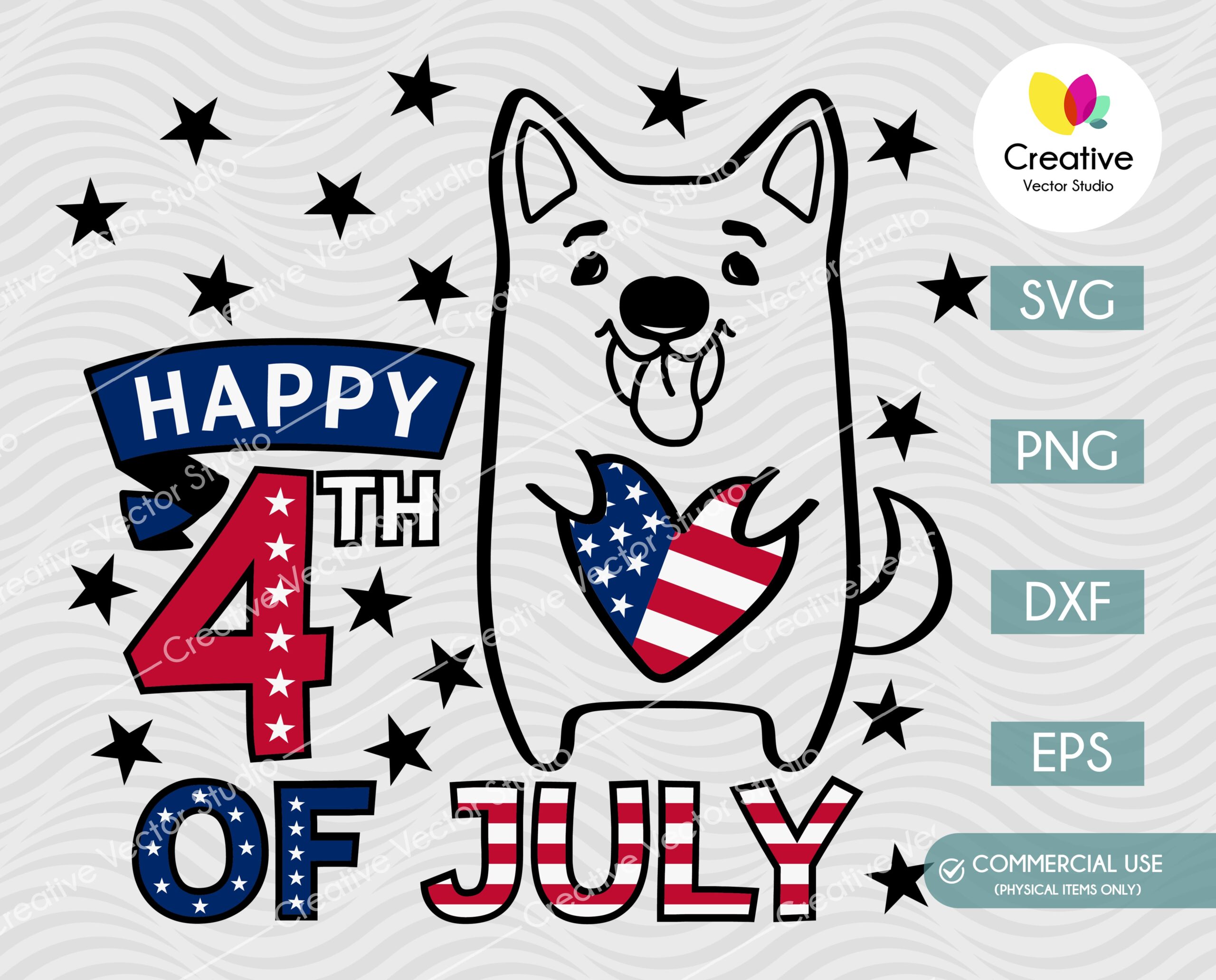 Patriotic Dog SVG, PNG, DXF, EPS - Creative Vector Studio
