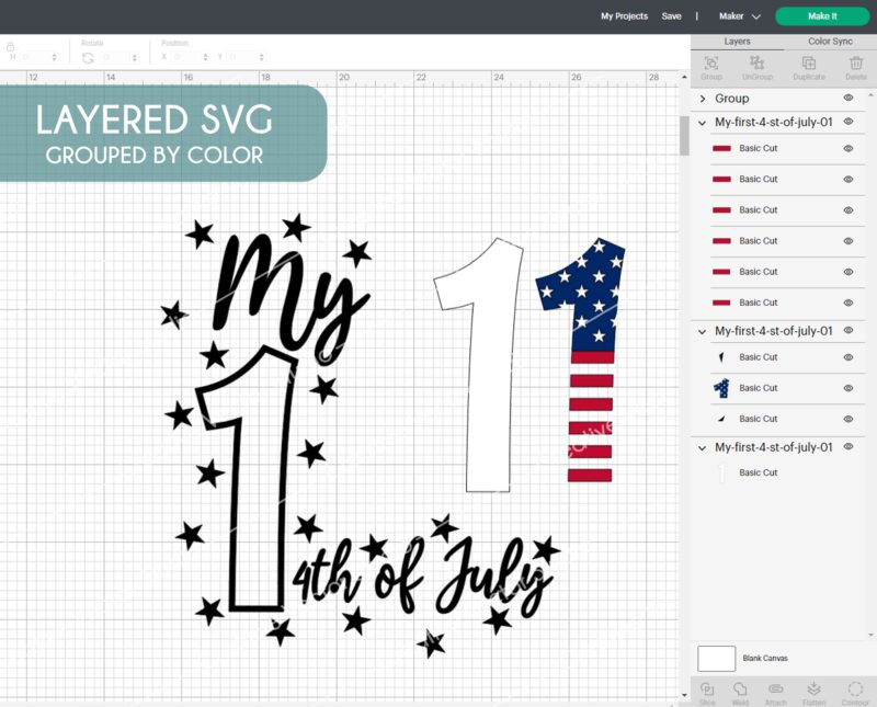 My first 4th of July SVG cut file