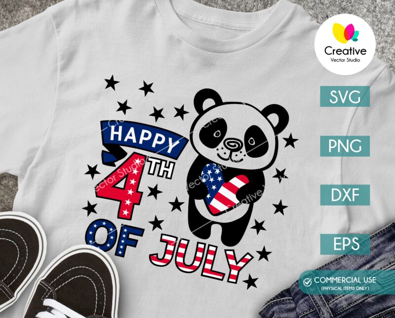 4th of july shirt with cute patriotic panda