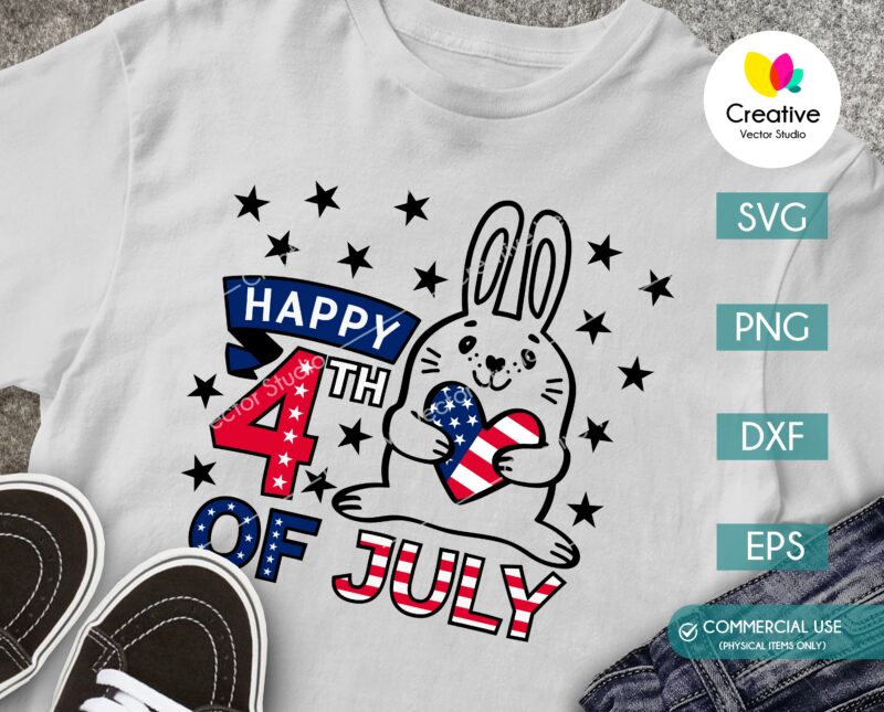 4th of july shirt with cute patriotic bunny