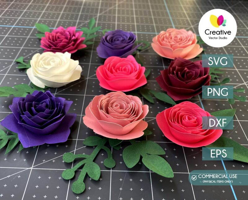 9 beautiful rolled roses svg templates