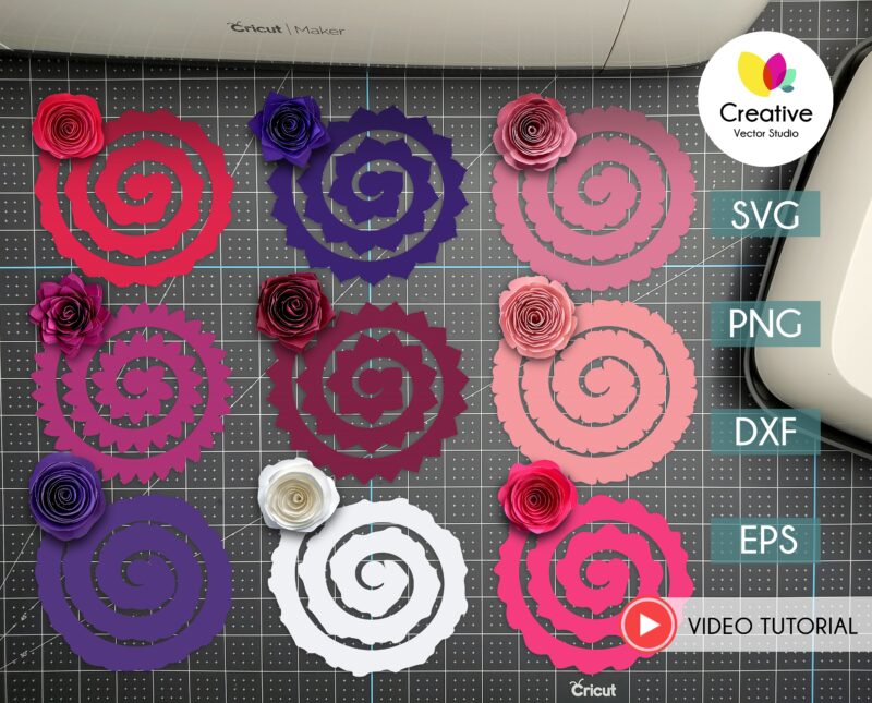9 rolled paper flowers svg
