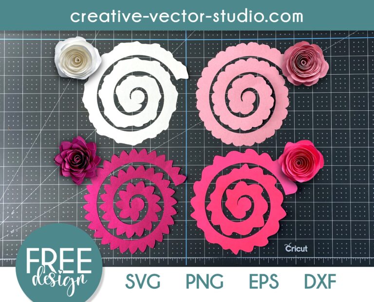 Free Rolled Flower SVG Bundle, PNG, DXF, EPS - Creative Vector Studio