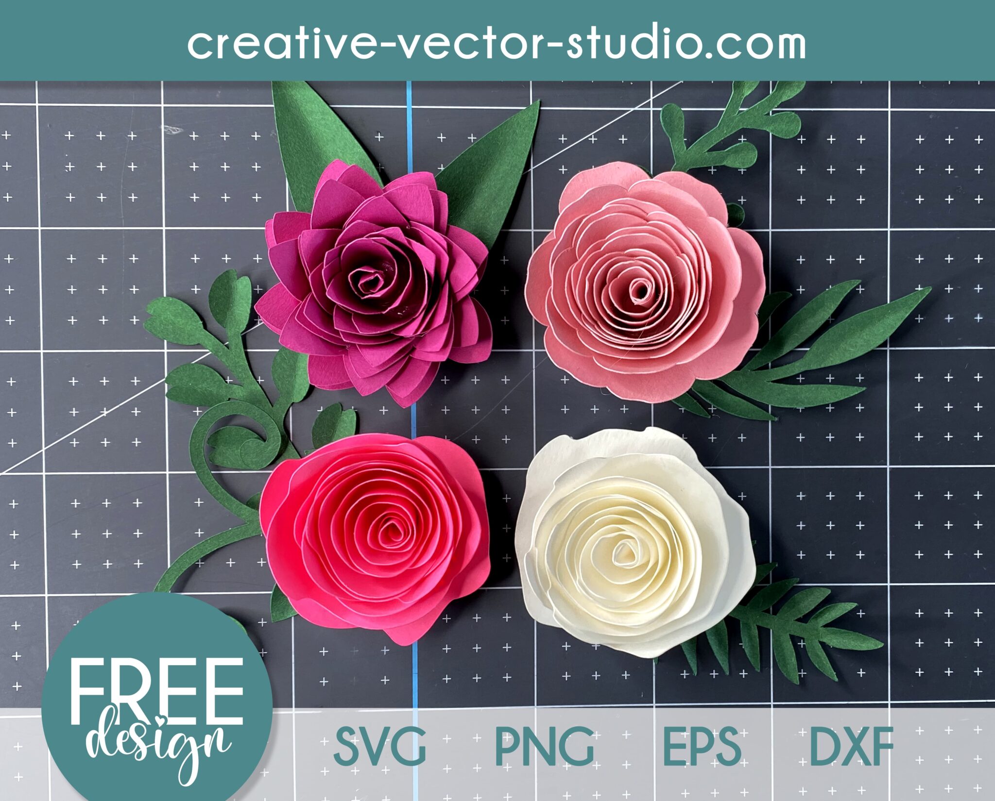 Free Rolled Flower SVG Bundle, PNG, DXF, EPS - Creative Vector Studio