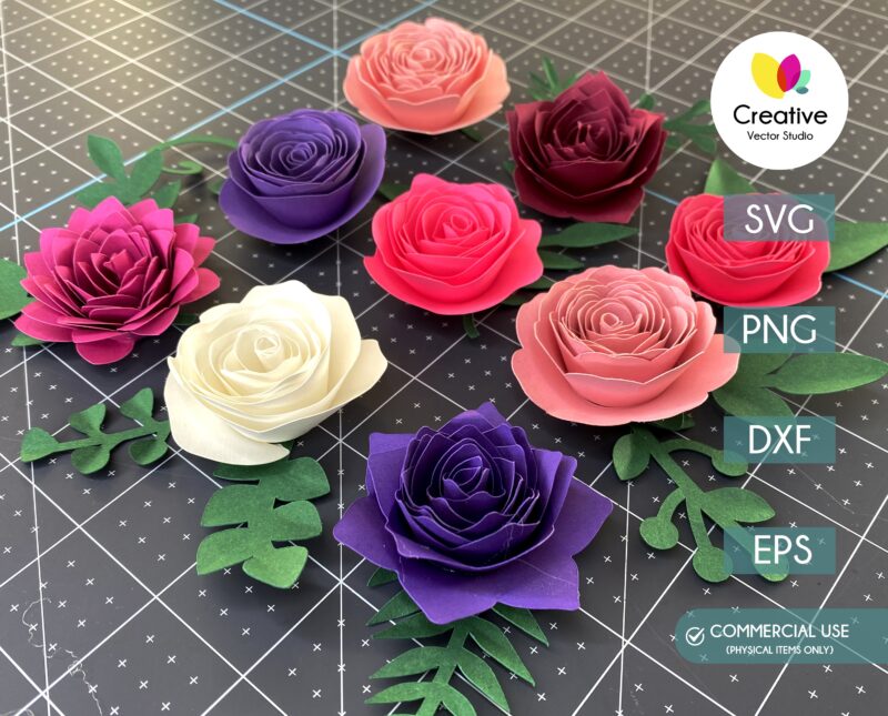 rolled roses svg templates