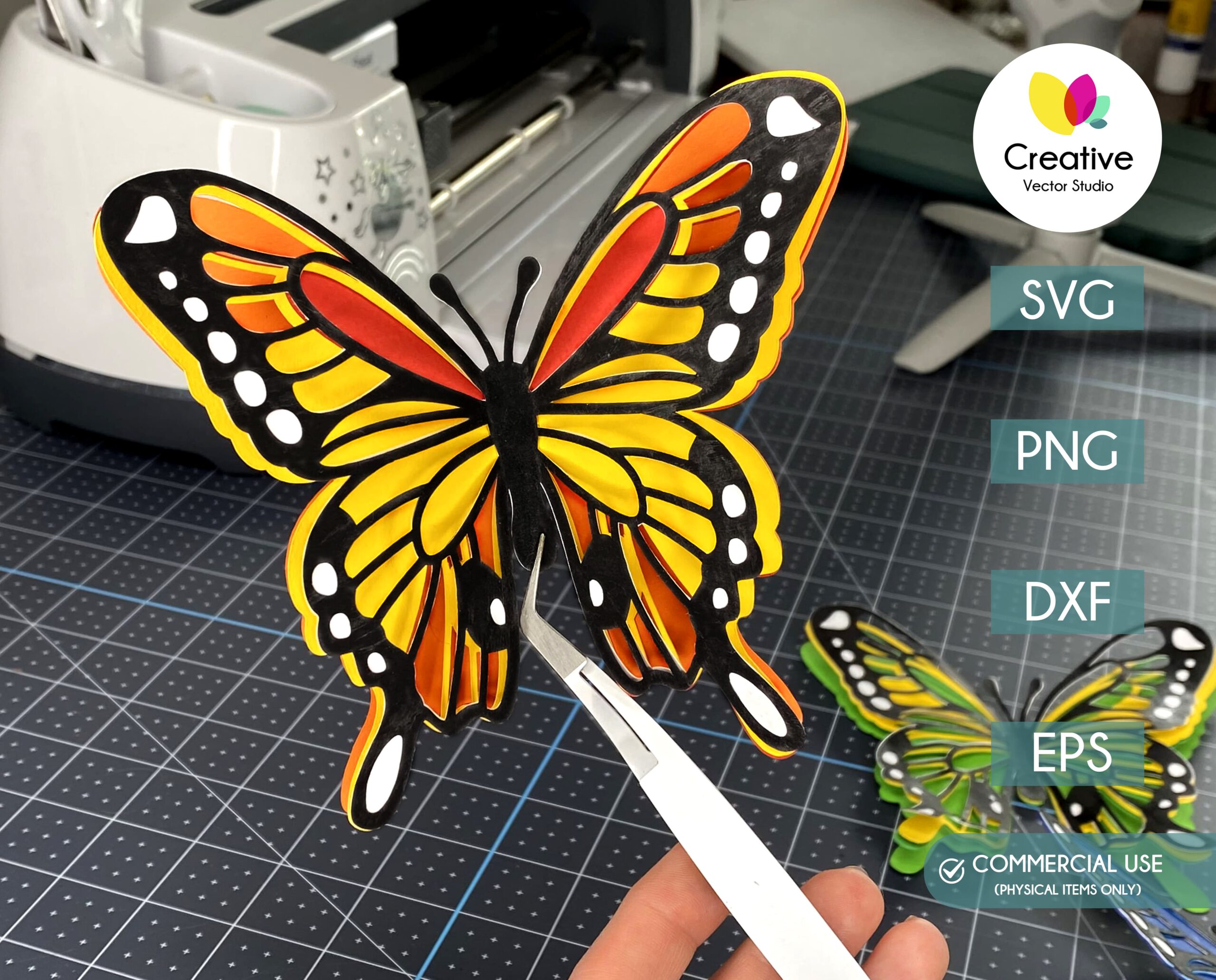 3D Butterfly SVG, PNG, DXF, EPS - Creative Vector Studio
