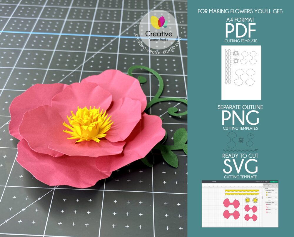 Paper Flower SVG Template #10 | Creative Vector Studio