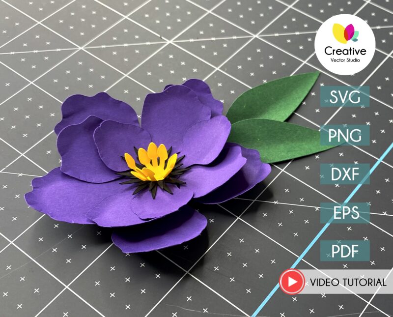 Violet Paper Flower SVG Template #15