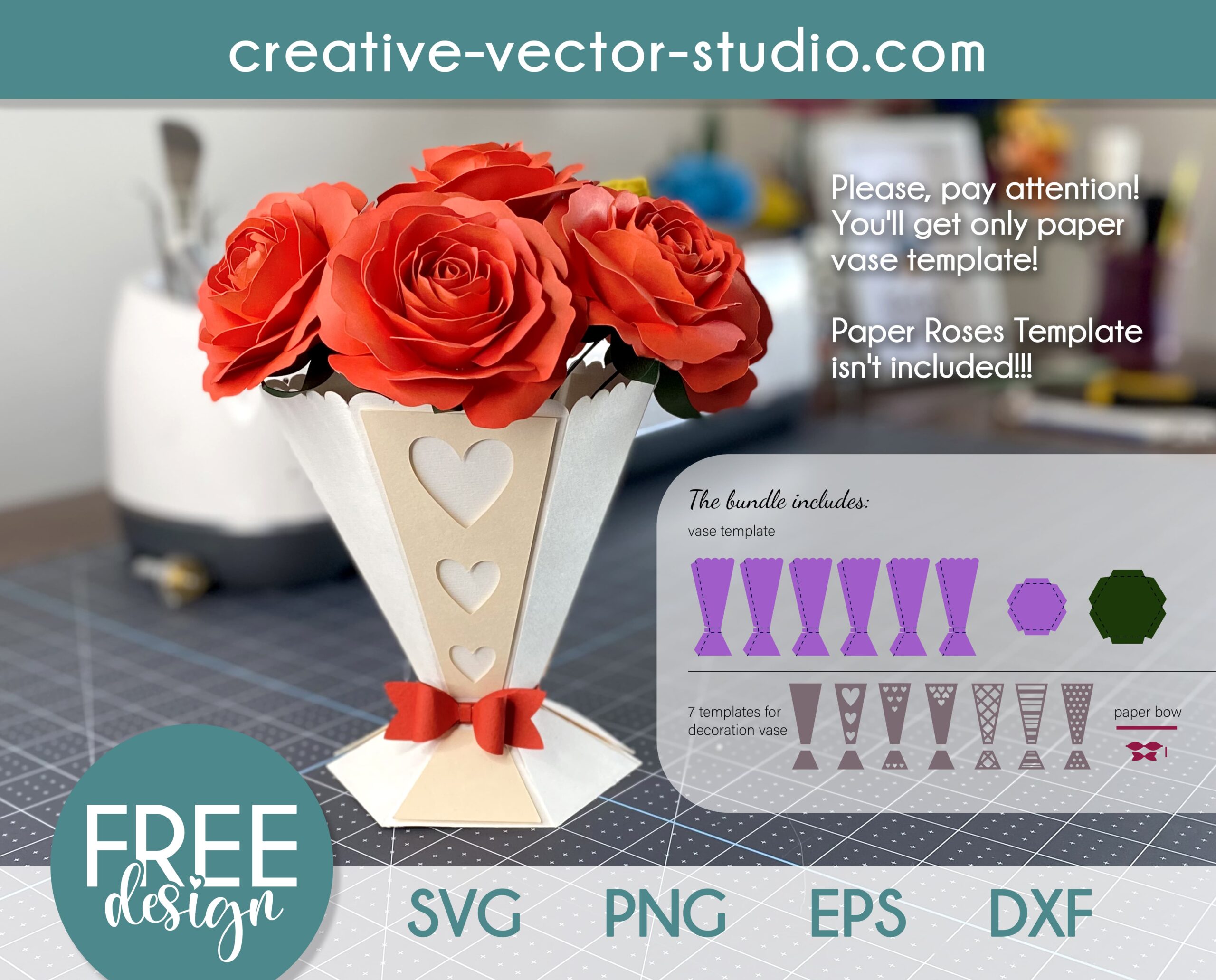Free Paper Vase SVG Template Creative Vector Studio