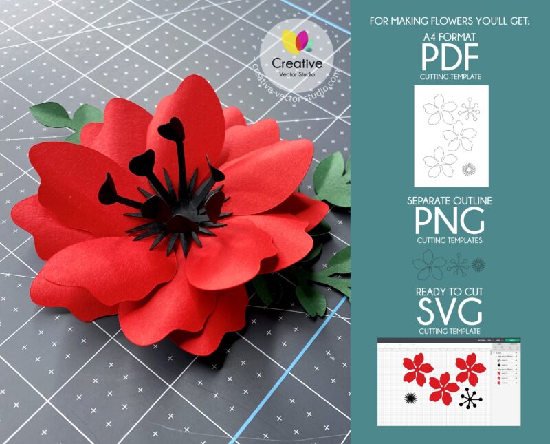 Paper Flower formats of cutting templates #6