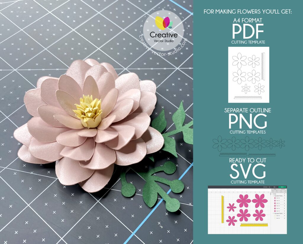 Paper Flower SVG Template #7 | Creative Vector Studio