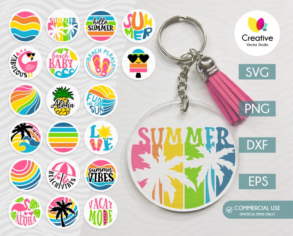 Summer Keychain SVG Bundle | Creative Vector Studio