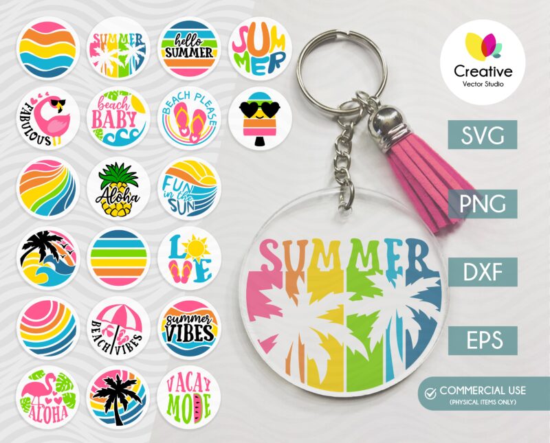Summer svg designs for keychain