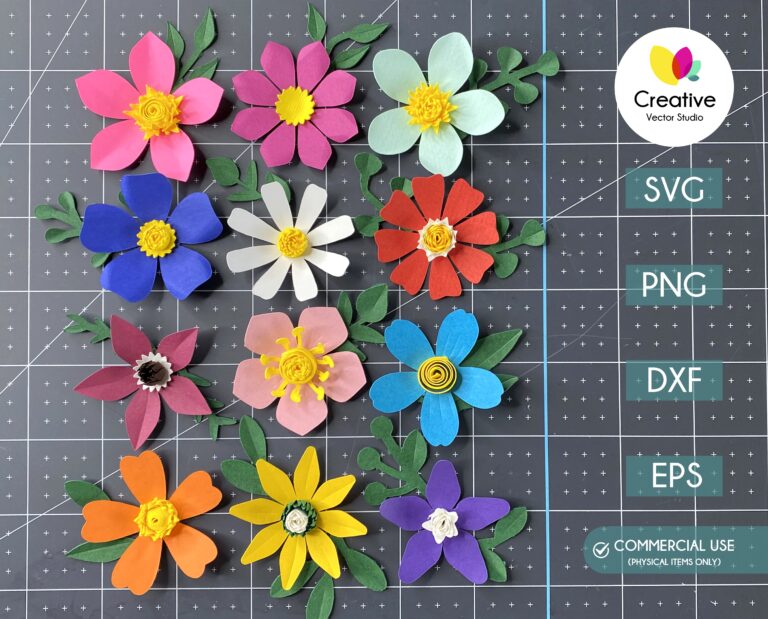 Simple Paper Flowers SVG Bundle | Creative Vector Studio