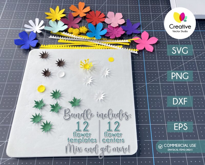 Simple Paper Flowers SVG Set
