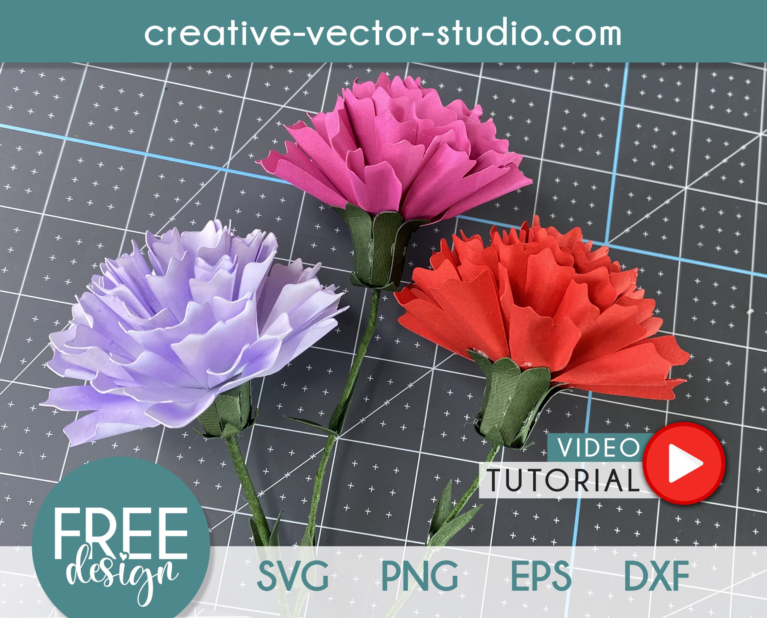 Free Carnation Paper Flower SVG Creative Vector Studio