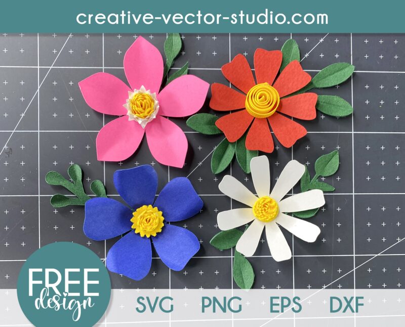 4 Simple Paper Flowers Free SVG