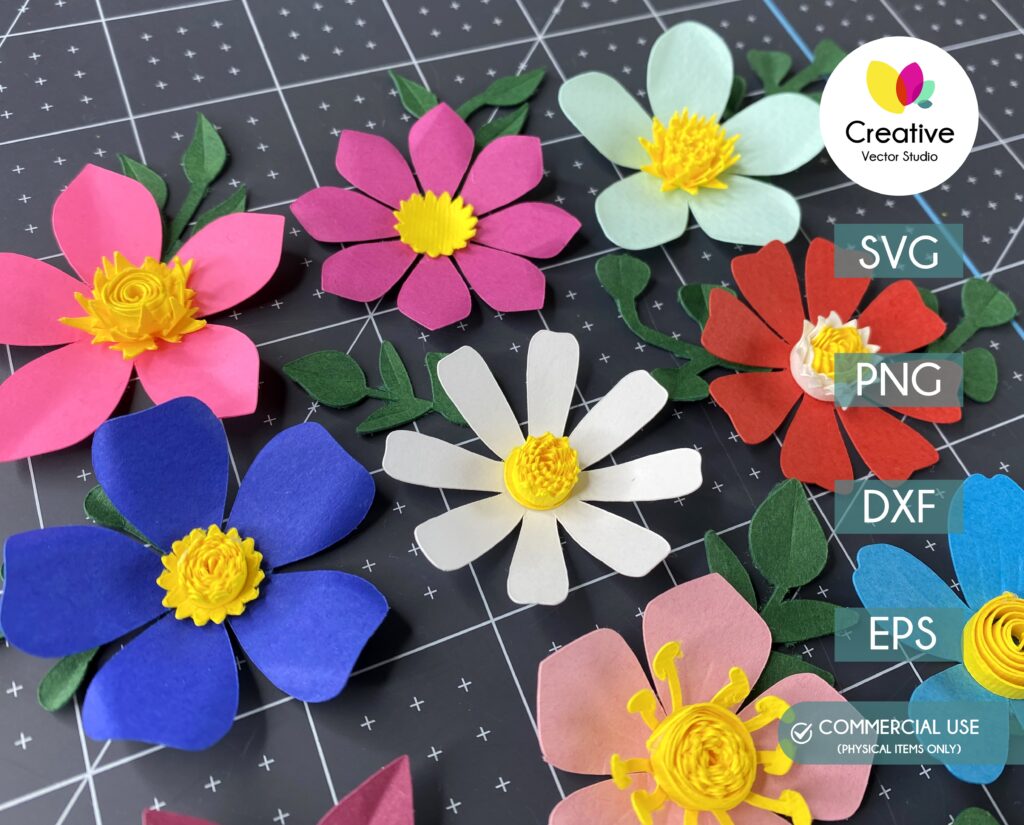 Simple Paper Flowers SVG Bundle | Creative Vector Studio