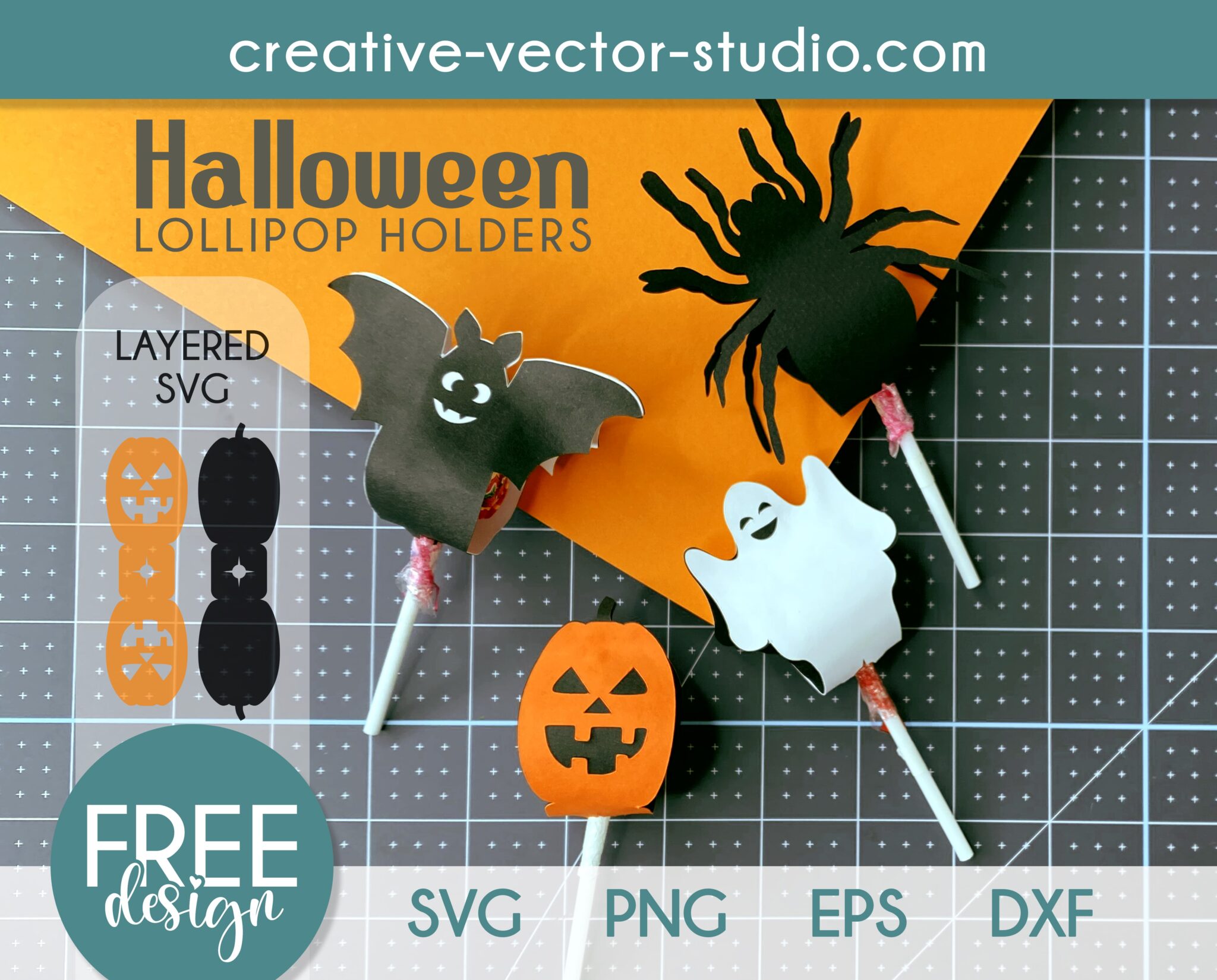 Free Halloween Lollipop Holder Templates - Creative Vector Studio
