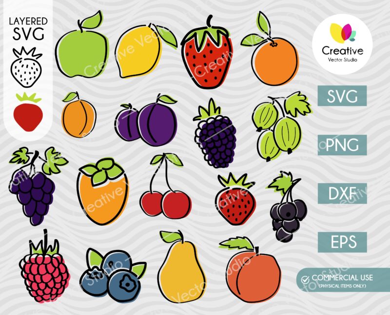 One Line Fruits SVG Bundle