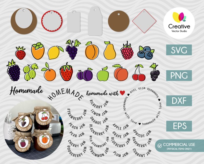 Berries Jam Labels SVG