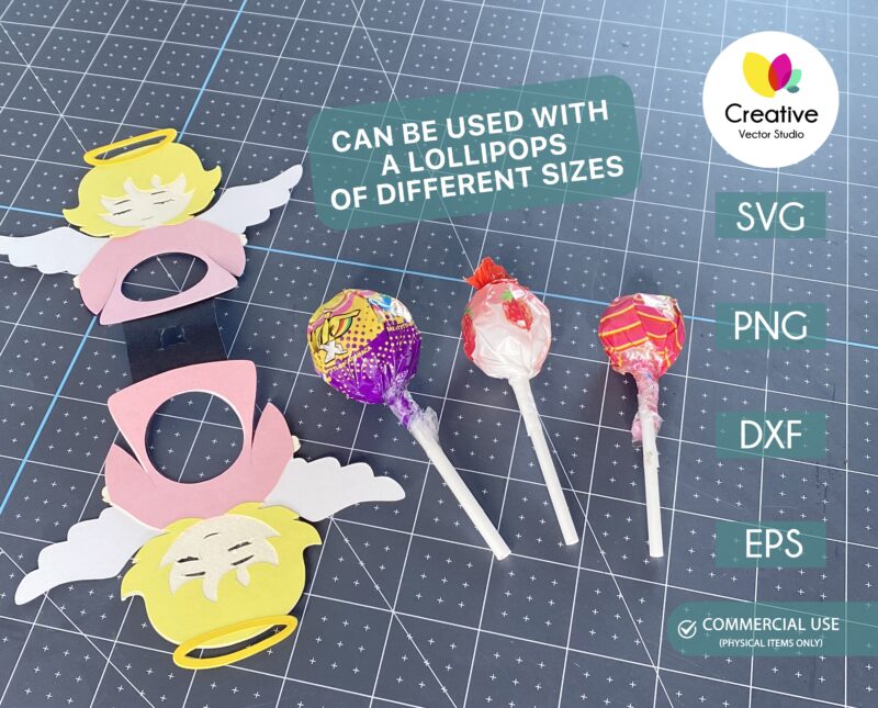angel lollipop holder SVG template