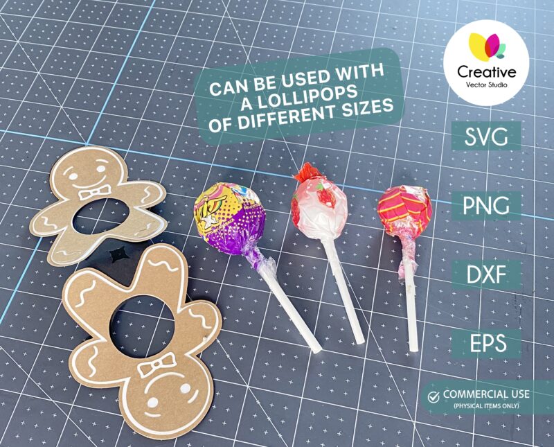 gingerbread lollipop holder SVG template
