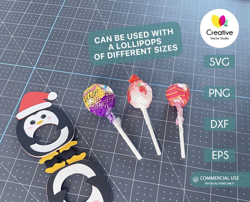 penguin lollipop holder SVG template
