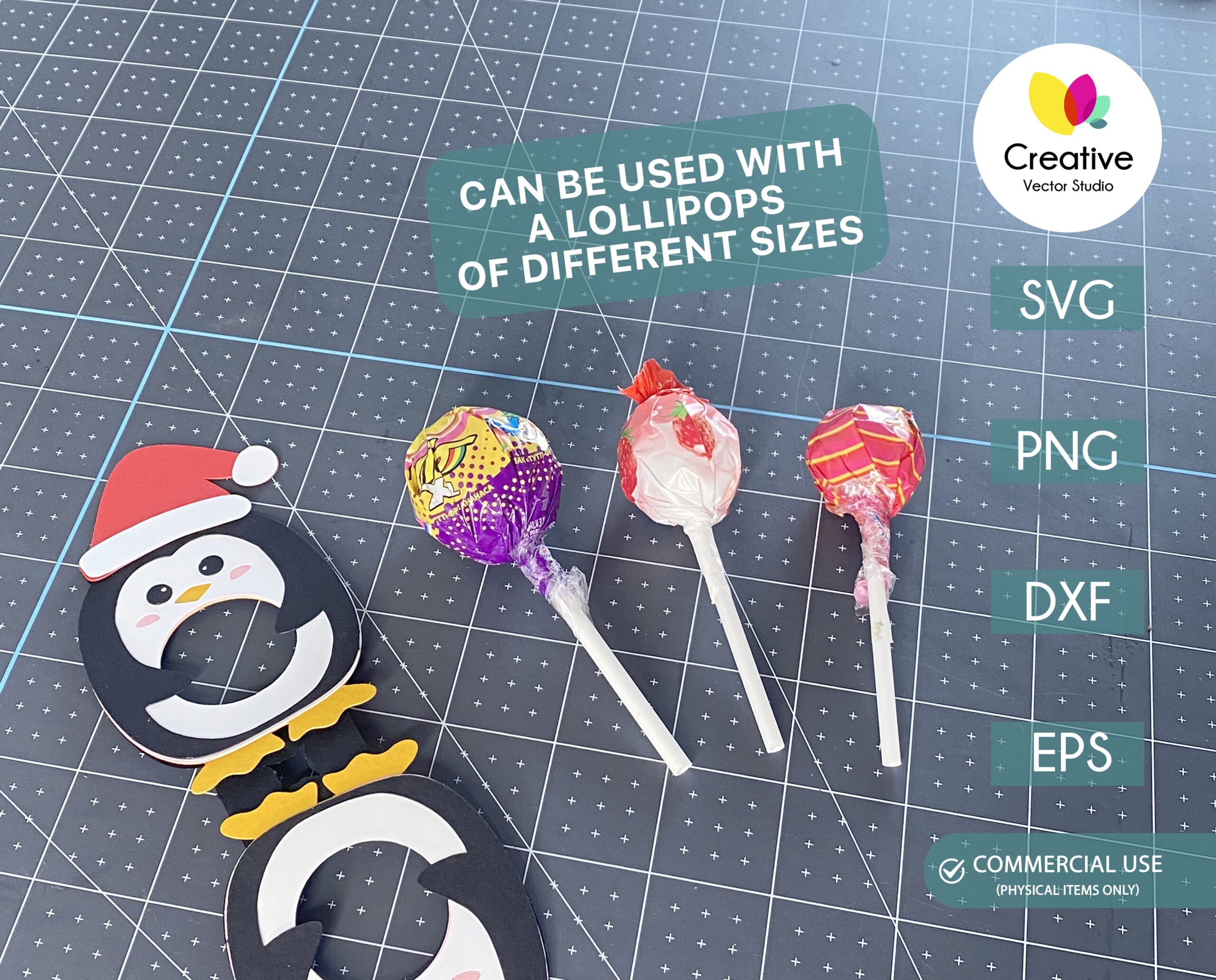 Penguin Lollipop Holder SVG | Creative Vector Studio