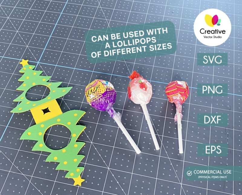 christmas tree lollipop holder SVG template