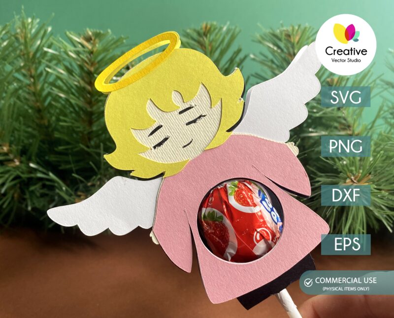 Angel Christmas lollipop holder template