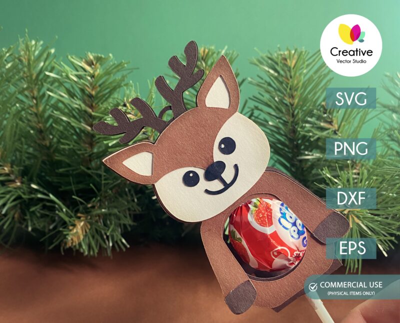 Reindeer Christmas lollipop holder template